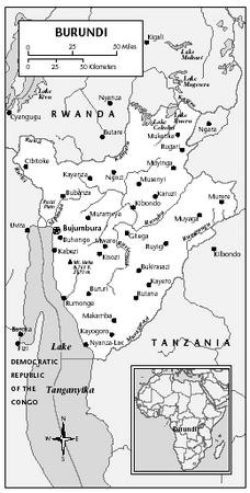 LOCATION: 2°20′ to 4°28′ S; 29° to 30°50′ E. BOUNDARY LENGTHS: Rwanda, 290 kilometers (180 miles); Tanzania, 451 kilometers (280 miles); Democratic Republic of the Congo, 233 kilometers (145 miles).