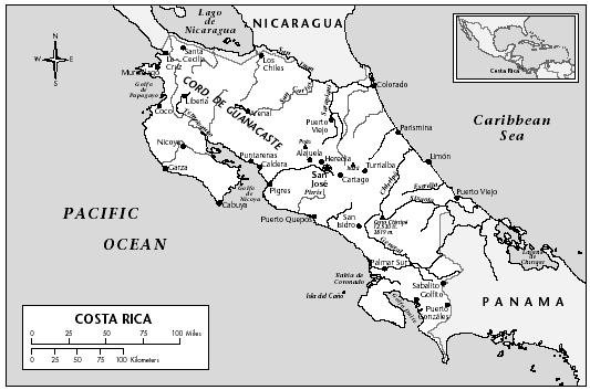 LOCATION: 8°2′ 26″ to 11°13′ 12″ N; 82°33′ 48″ to 85°57′ 57″ W. BOUNDARY LENGTHS: Nicaragua, 309 kilometers (192 miles); Panama, 330 kilometers (205 miles); Caribbean and Pacific coastlines, 1,290 kilometers (802 miles). TERRITORIAL SEA LIMIT: 12 miles.