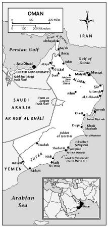 LOCATION: 51°50′ to 59°40′ E; 16°40′ to 26°20′ N. BOUNDARY LENGTHS: Total coastline, 2,092 kilometers (1,301 miles); Yemen, 288 kilometers (179 miles); Sa'udi Arabia, 676 kilometers (420 miles); United Arab Emirates, 410 kilometers (255 miles). TERRITORIAL SEA LIMIT: 12 miles.