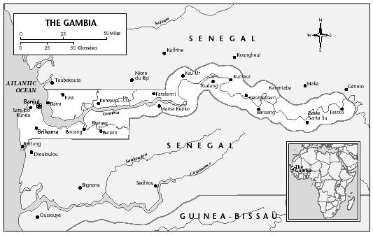 LOCATION: 13°10′ to 13°35′ 36″ N; 13°43′ 5″ to 16°49′ 31″ W. BOUNDARY LENGTHS: Senegal, 756 kilometers (470 miles); Atlantic coastline, 71 kilometers (44 miles). TERRITORIAL SEA LIMIT: 12 miles.