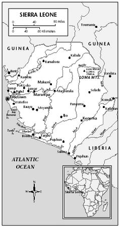 LOCATION: 6°55′ to 10° N; 10°16′ to 13°18′ W. BOUNDARY LENGTHS: Guinea, 652 kilometers (405 miles); Liberia, 306 kilometers (190 miles); Atlantic coastline, 406 kilometers (252 miles). TERRITORIAL SEA LIMIT: 12 miles.