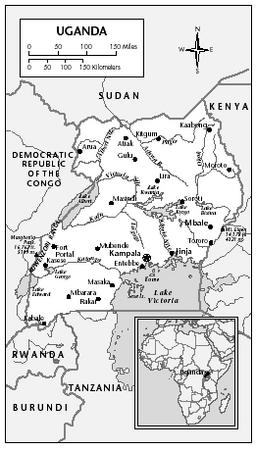 LOCATION: 4°7′ N to 1°30′ S; 29°33′ to 35°20′ E. BOUNDARY LENGTHS: Sudan, 435 kilometers (271 miles); Kenya, 933 kilometers (578 miles); Tanzania, 396 kilometers (247 miles); Rwanda, 169 kilometers (105 miles); Democratic Republic of the Congo (DROC), 765 kilometers (475 miles).