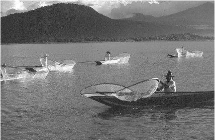 © Woodfin Camp Fishers on Pátzcuaro Lake use butterfly-shaped nets. 